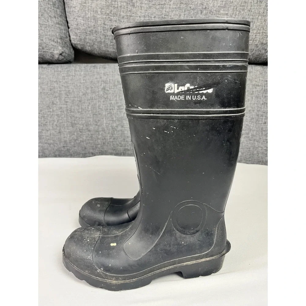LaCrosse Mens Black Rubber‎ Work Boots Made in USA Waterproof Rain Mud Size 7